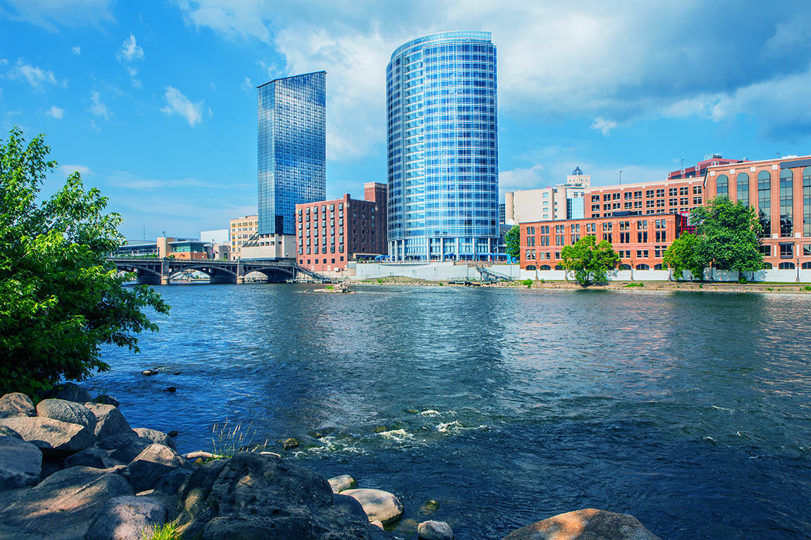 Grand Rapids skyline in Michigan